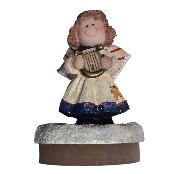 Young's Inc. Vintage Cutest Little Jar/Candle Stopper Christmas Angel w/Harp - Picture 2 of 8
